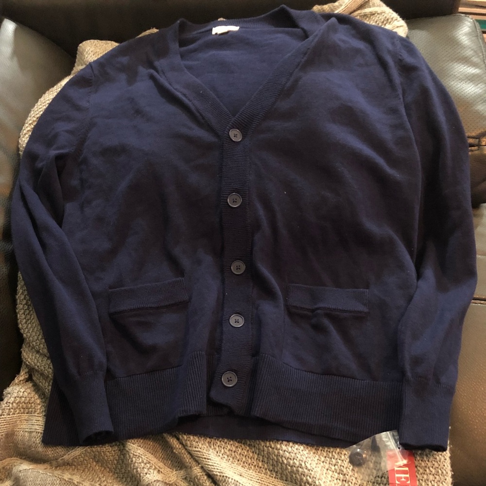 Baby blue button down low neck cardigan